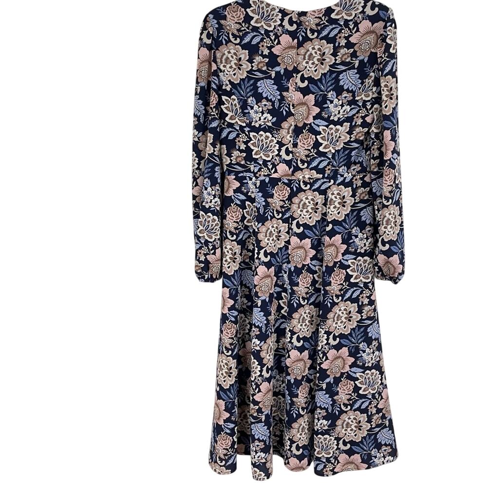 Eliza J Blue Pink Floral Long Sleeve Midi Dress Womens 6 Prairie Cottage Core - Picture 2 of 13